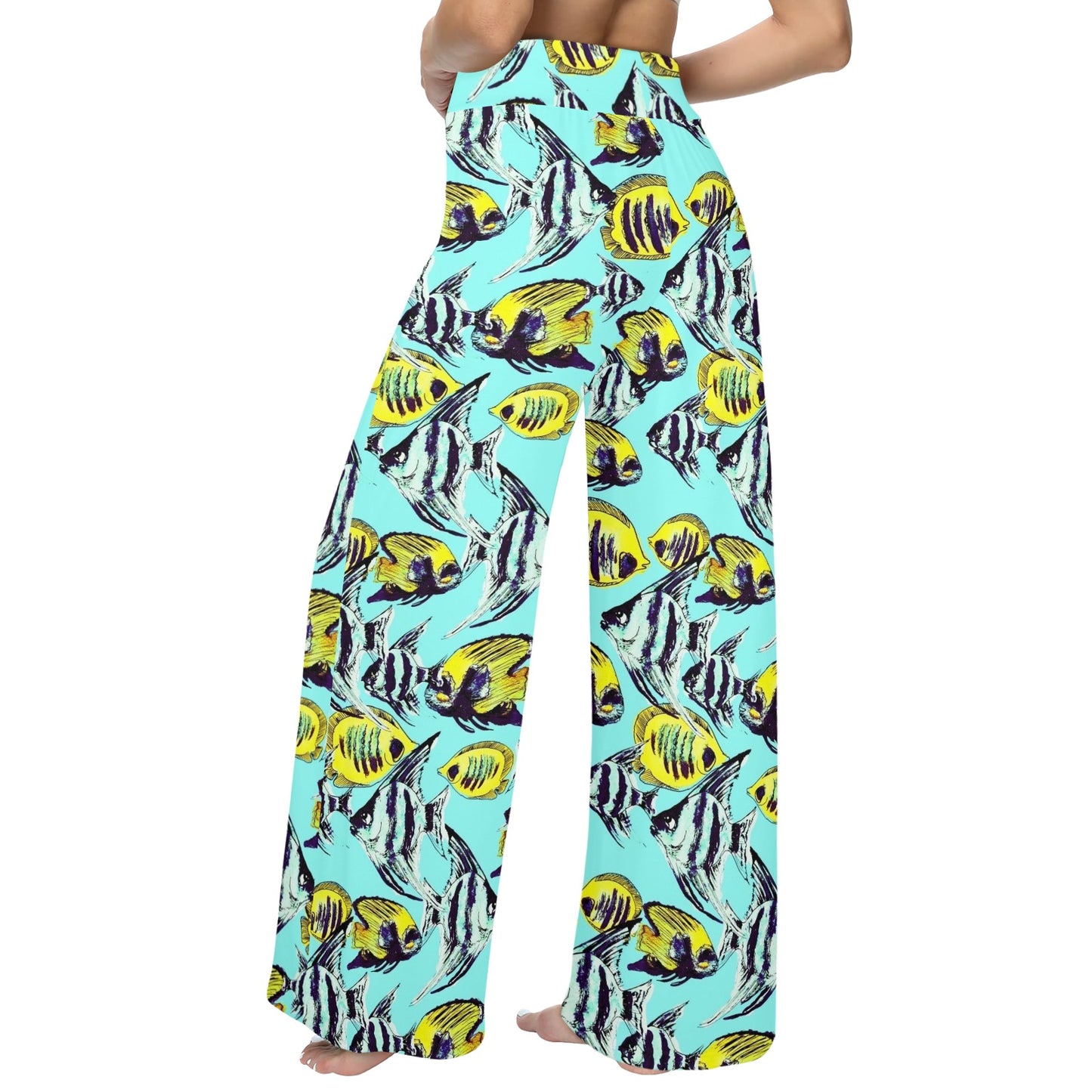 Angelfish Pattern Print Design 02 Women's Wide Leg Lounge Pants