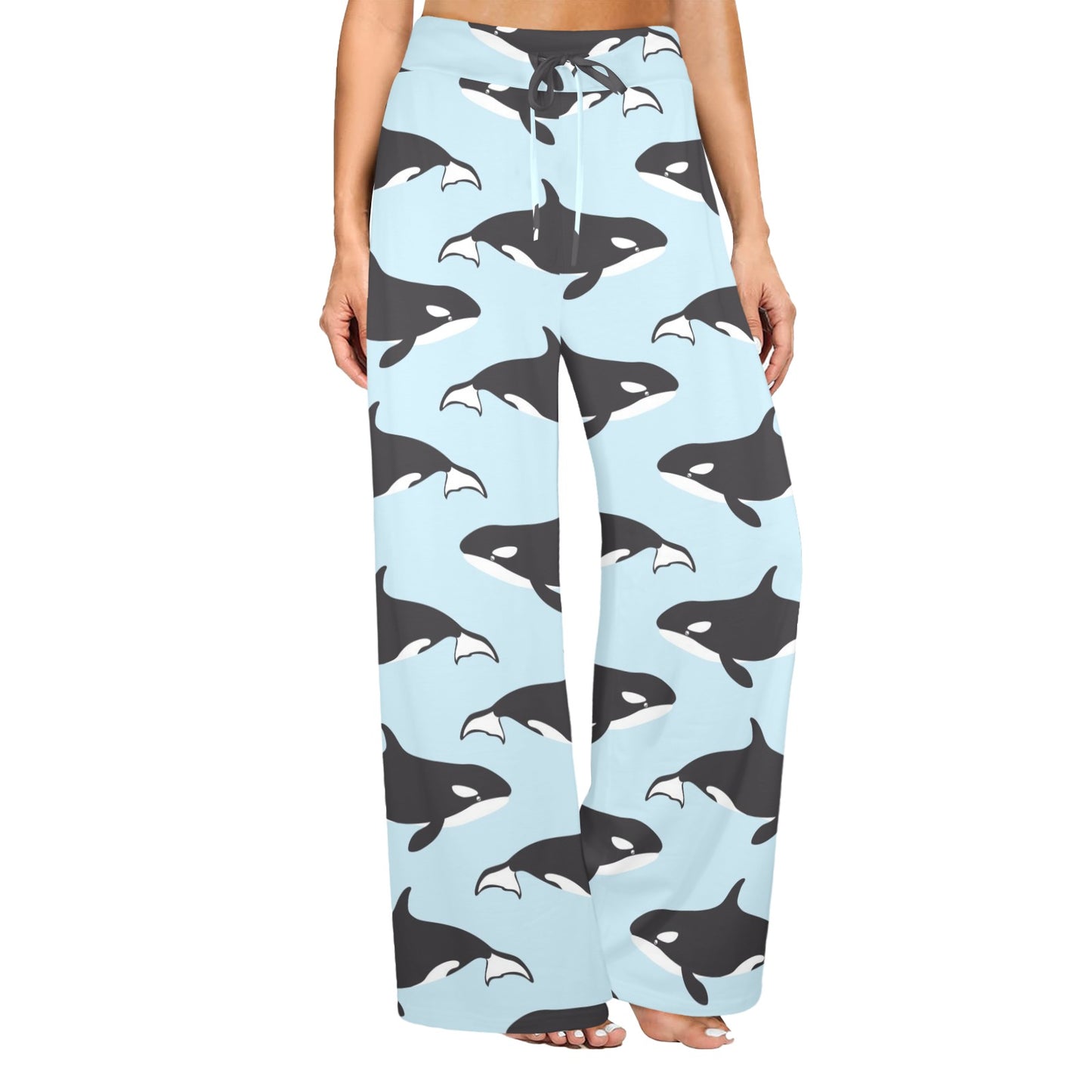 Killer Whale Pattern Print Design 01 Women's Wide Leg Lounge Pants