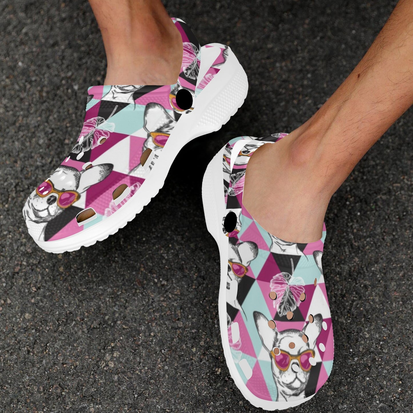 Chihuahua Cute Triangle Pattern Unisex Clogs Shoes