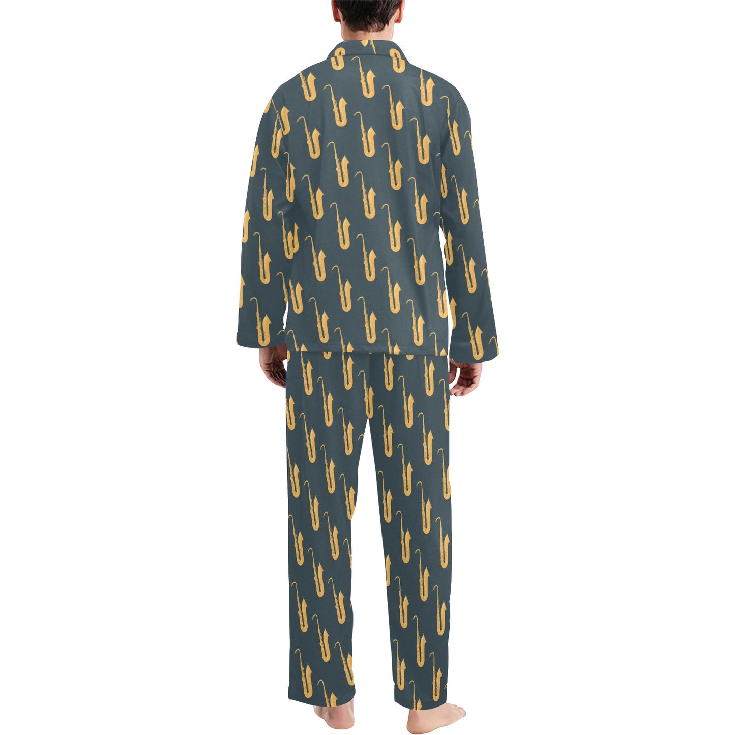 Saxophone Print Design LKS401 Men's Long Pajama Set