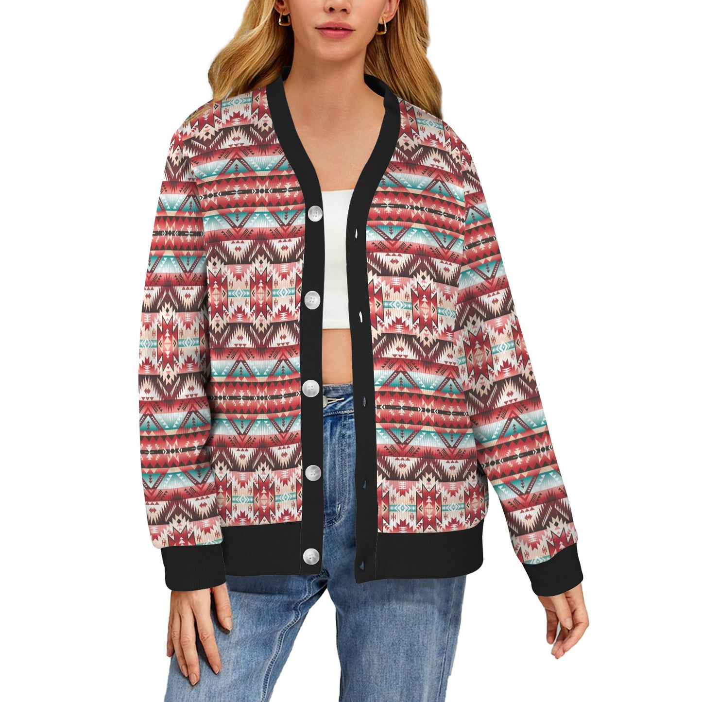 Aztec Western Style Print Pattern Women's Cardigan
