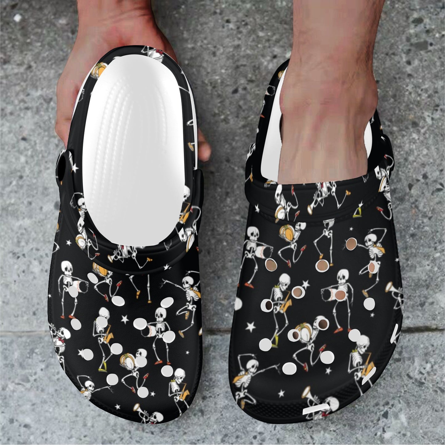 Skeleton Dance Print Unisex Clogs Shoes