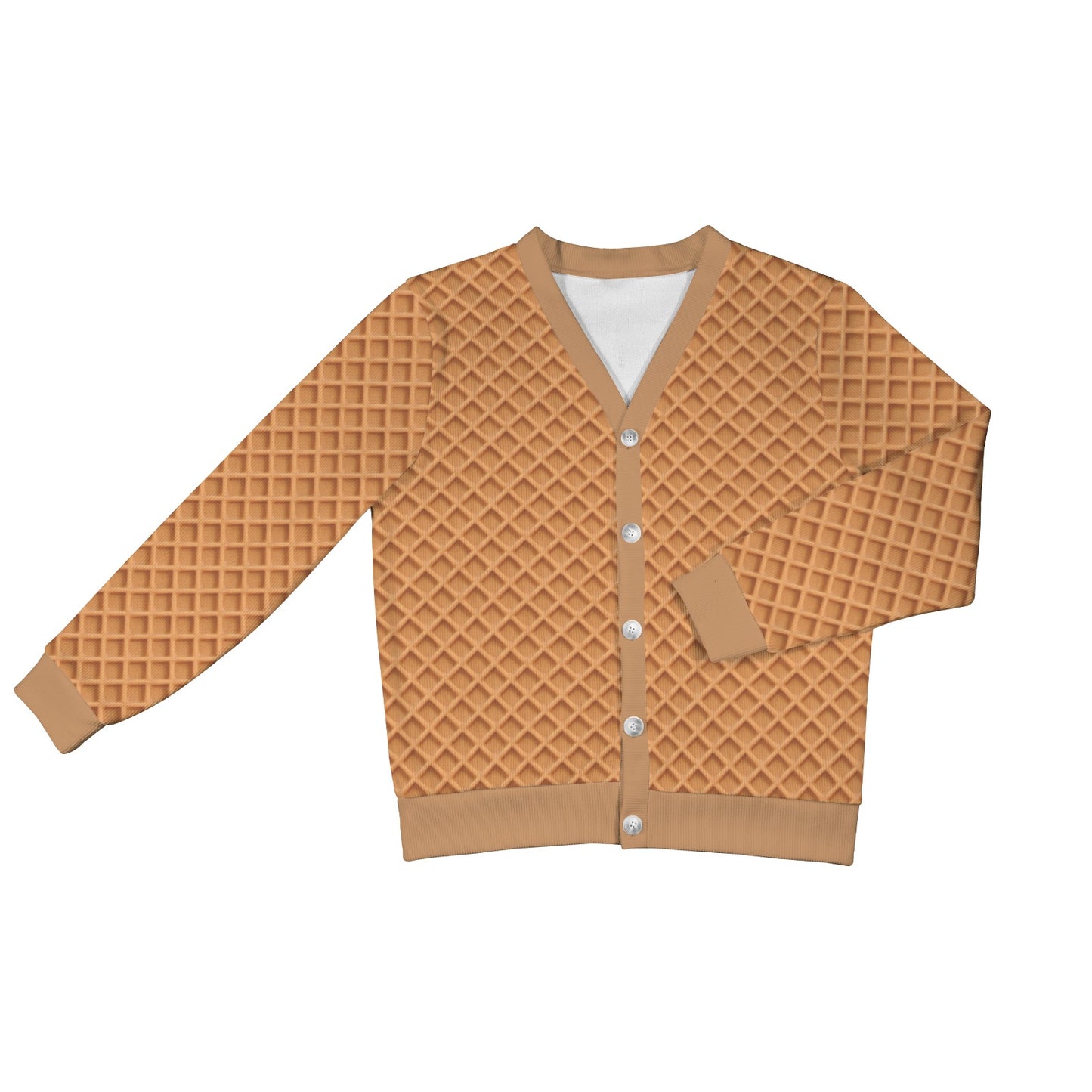Waffle Texture Print Design LKS301 Women's Cardigan