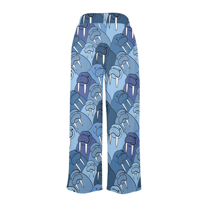 Walrus Pattern Print Design 01 Women's Wide Leg Lounge Pants