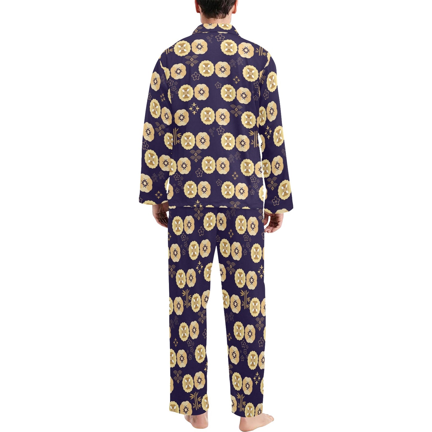 Sakura Print Design LKS303 Men's Long Pajama Set