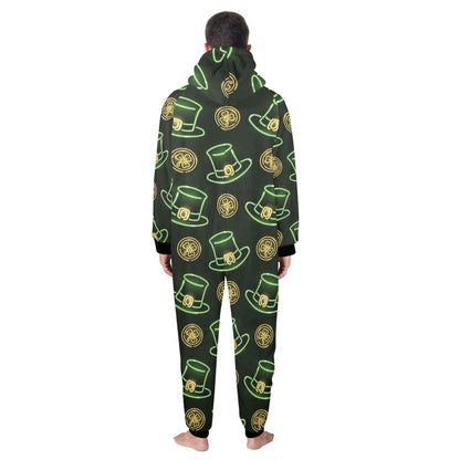 St Patricks Day Print Design LKS308 Hooded Fleece Onesie Pajama Jumpsuit