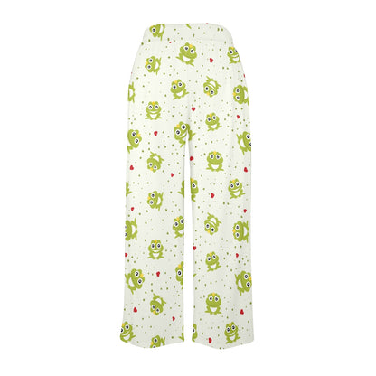 frog Design Print Pattern JJ0229 Women's Wide Leg Lounge Pants
