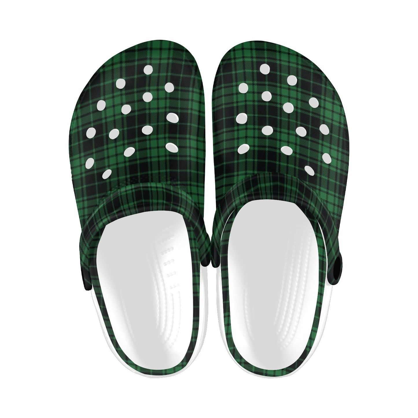 Green Tartan Plaid Pattern Unisex Clogs Shoes