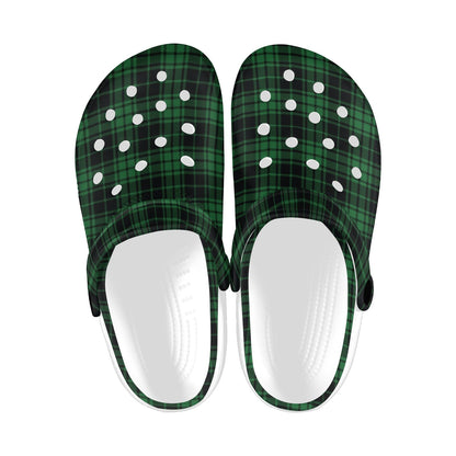 Green Tartan Plaid Pattern Unisex Clogs Shoes