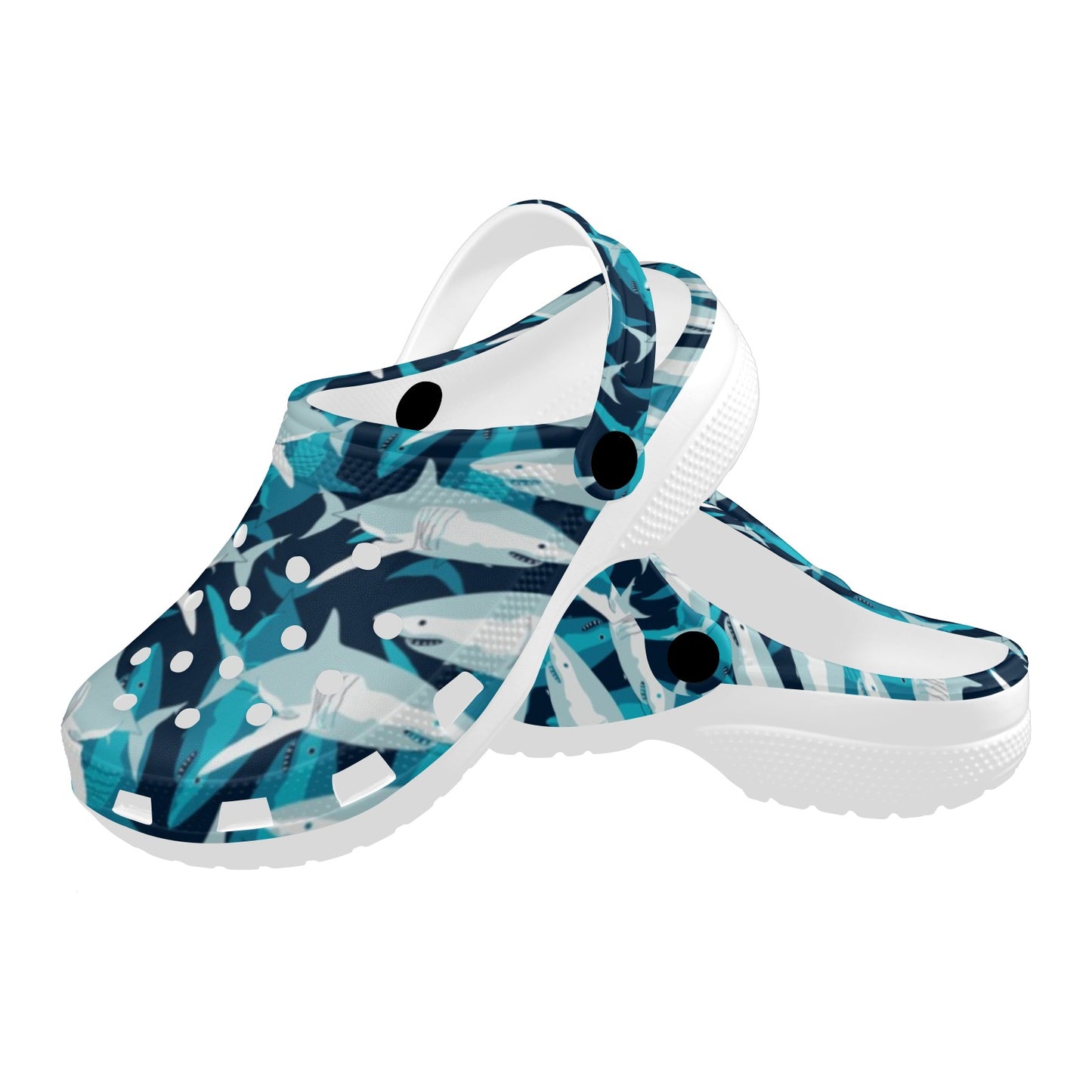 Shark Design Print Unisex Clogs Shoes