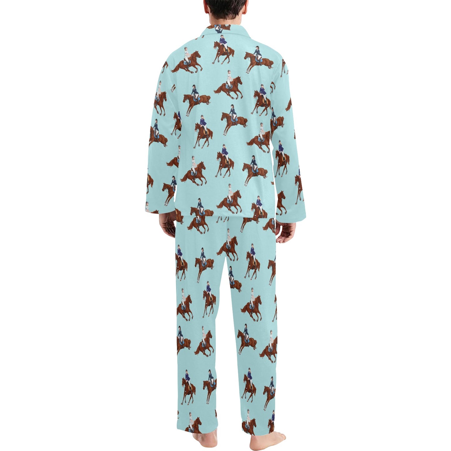 Equestrian Horse Riding Men's Long Pajama Set