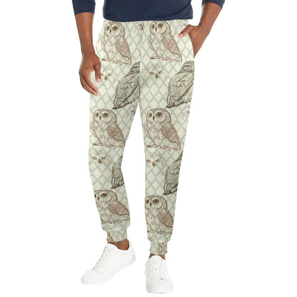 Owl Pattern Print Design A03 Men's Casual Track Pants