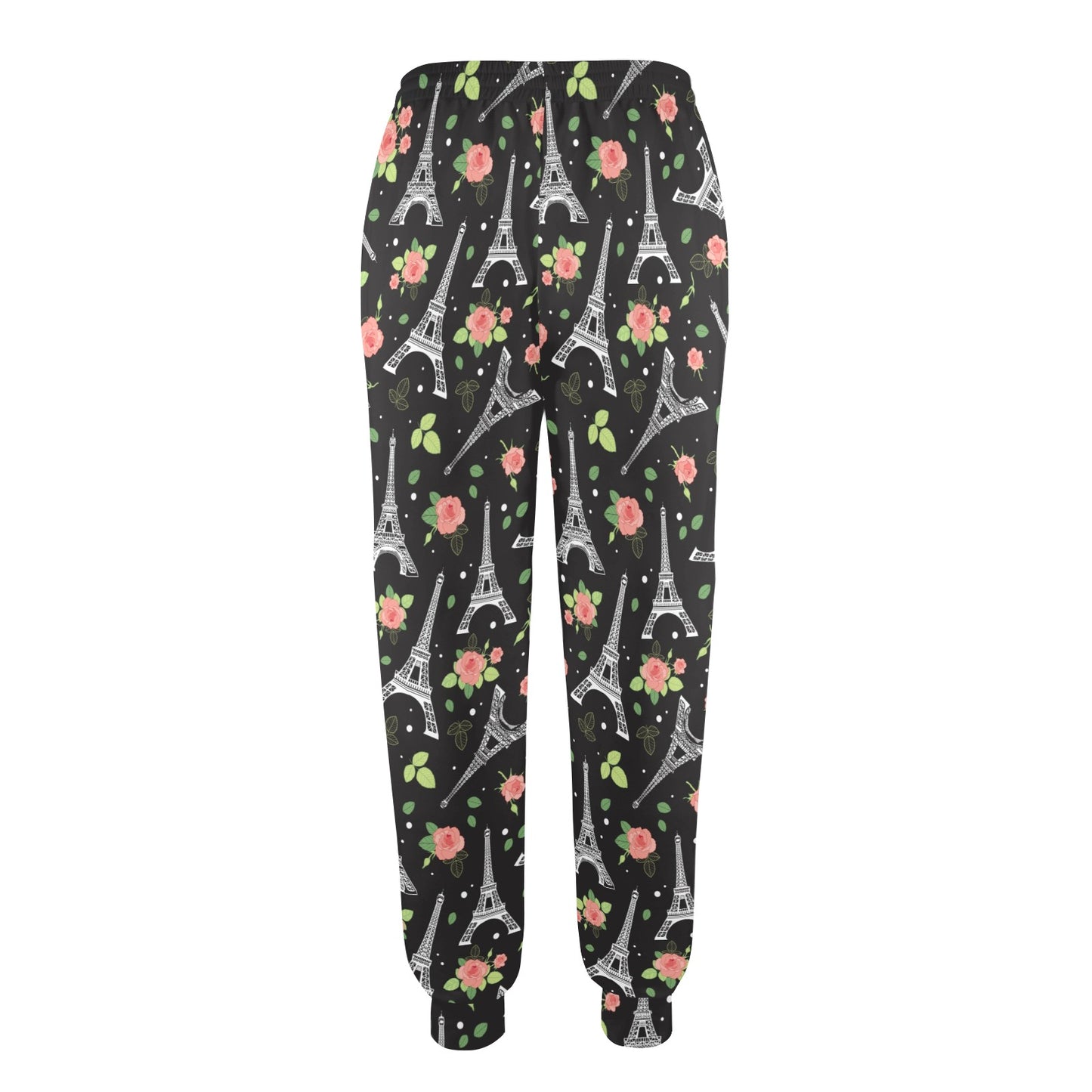 Eiffel Tower Rose Print Women's Casual Track Pants
