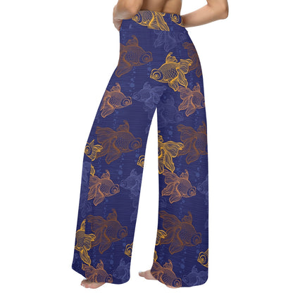 Goldfish Pattern Print Design 01 Women's Wide Leg Lounge Pants