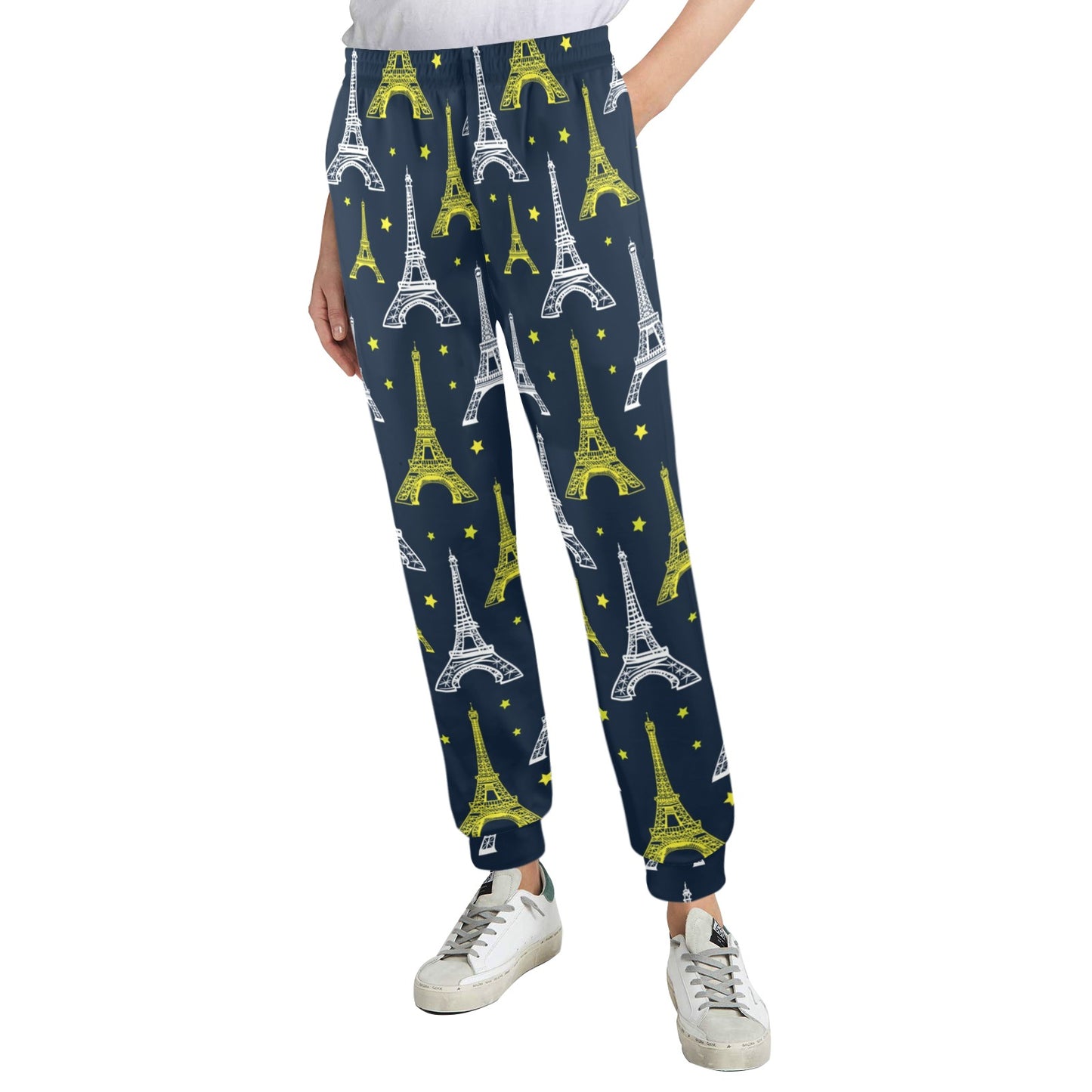 Eiffel Tower Star Print Women's Casual Track Pants