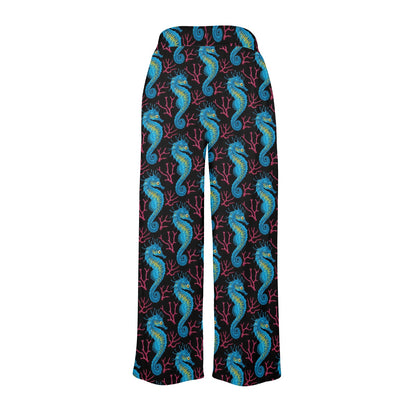 SeaHorse Print Design LKS401 Women's Wide Leg Lounge Pants