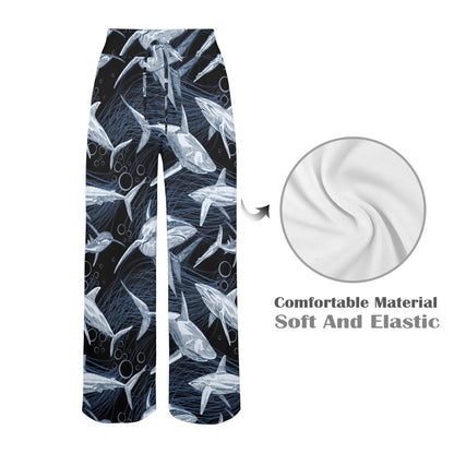 Shark Print Pattern Women's Wide Leg Lounge Pants