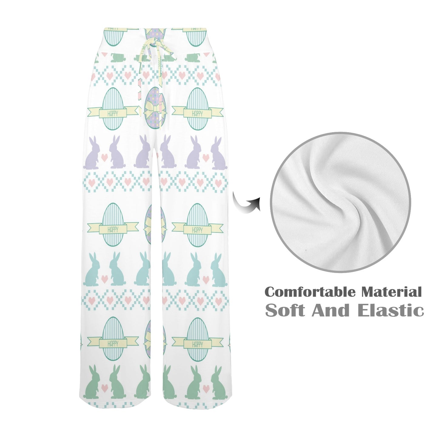 Easter rabbit Design Print Pattern JJ0162 Women's Wide Leg Lounge Pants