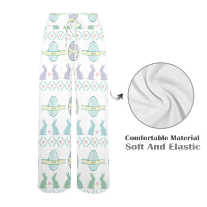 Easter rabbit Design Print Pattern JJ0162 Women's Wide Leg Lounge Pants