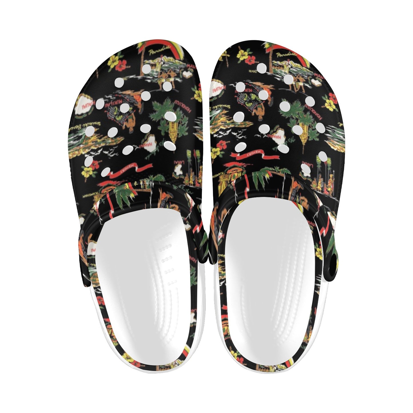 Hawaiian Island Themed Print Unisex Clogs Shoes