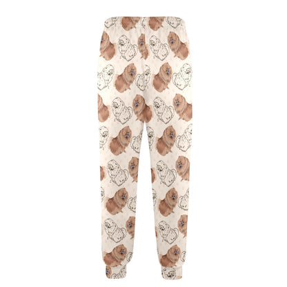 Pomeranians Pattern Print Design A01 Men's Casual Track Pants