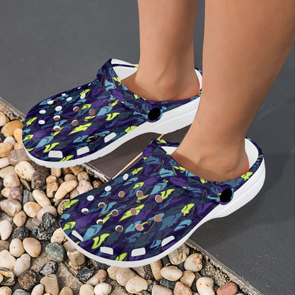 Shark Neon color Print Unisex Clogs Shoes