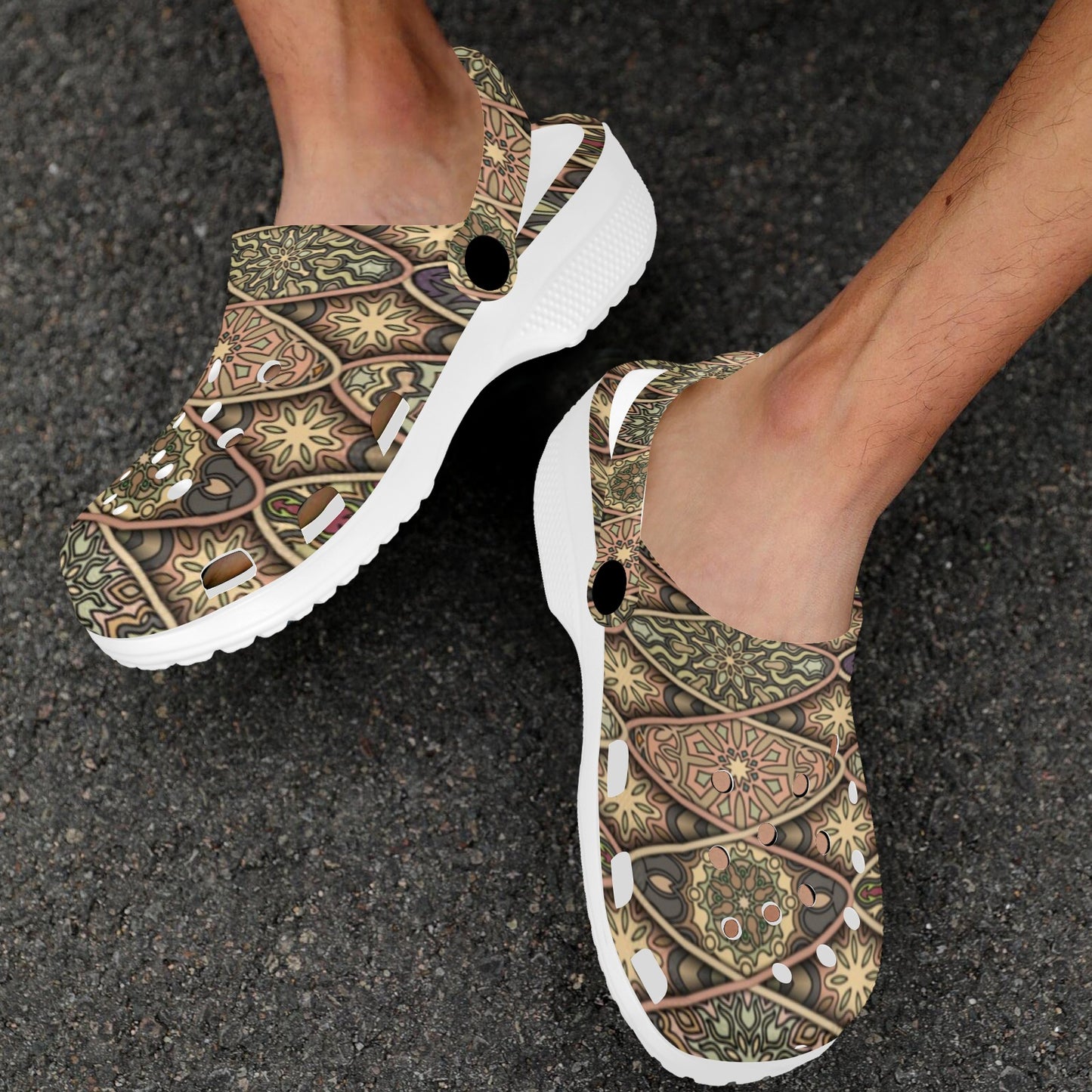 Mandala Motif Themed Design Print Unisex Clogs Shoes