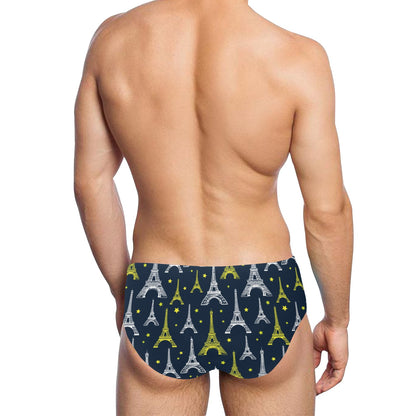Eiffel Tower Star Print Men's Swimming Briefs