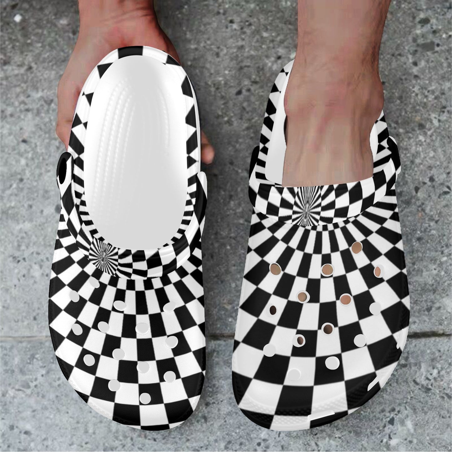 Checkered Flag Optical illusion Unisex Clogs Shoes