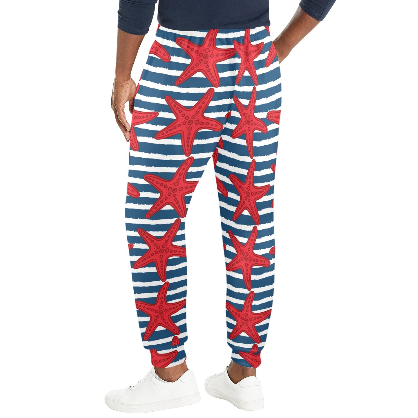 Starfish Red Pattern Print Design 02 Men's Casual Track Pants