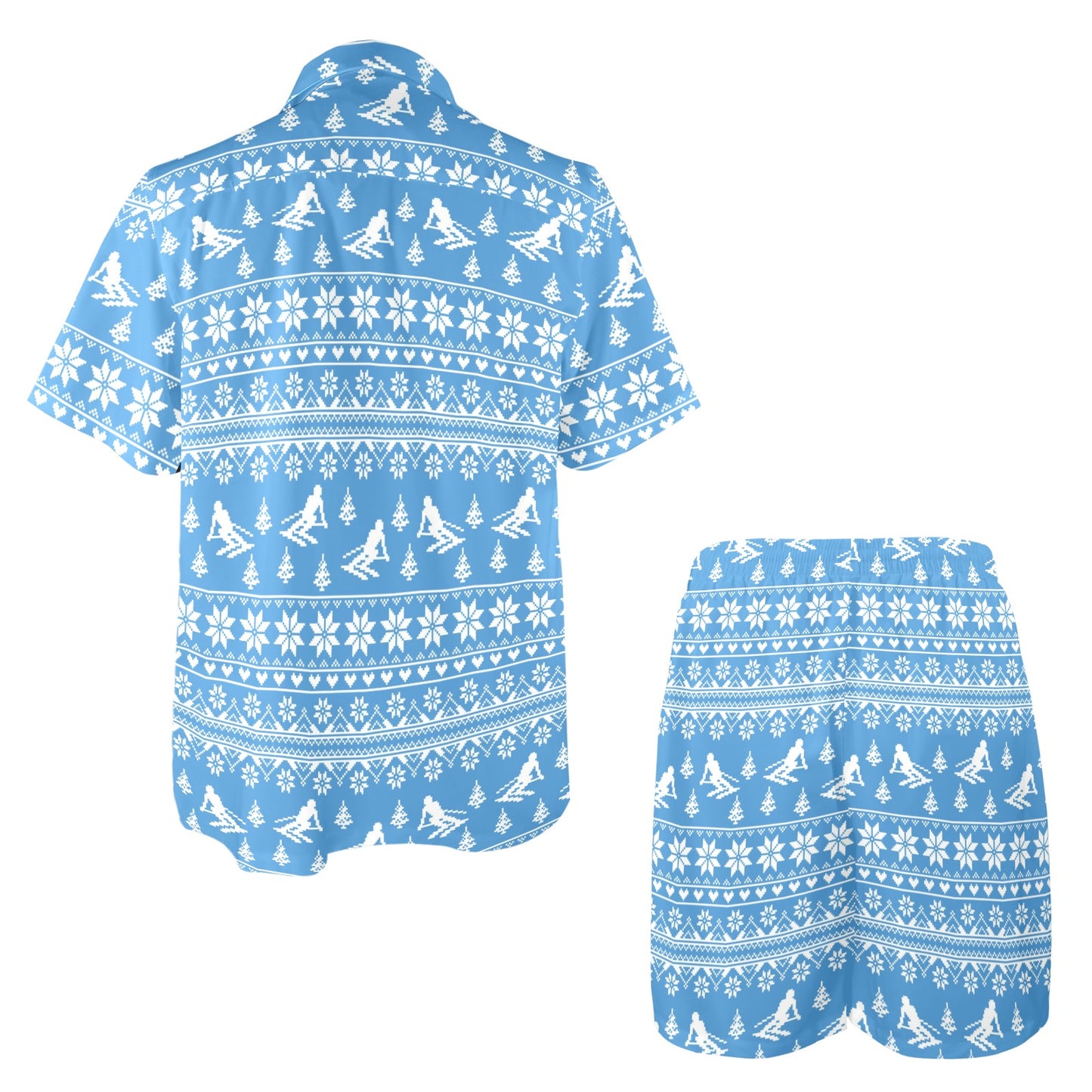Ski Knit Pattern Print Design LKS302 Men's Beach Shirt and Shorts Set