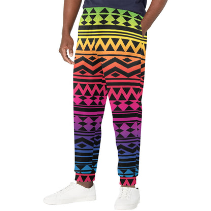 Rainbow Tribal Pattern Print Design A02 Men's Casual Track Pants