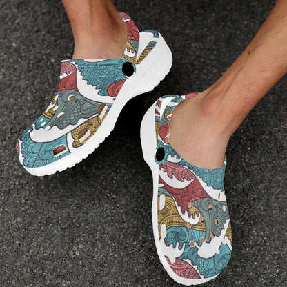 Tribal Wave Pattern Print Unisex Clogs Shoes