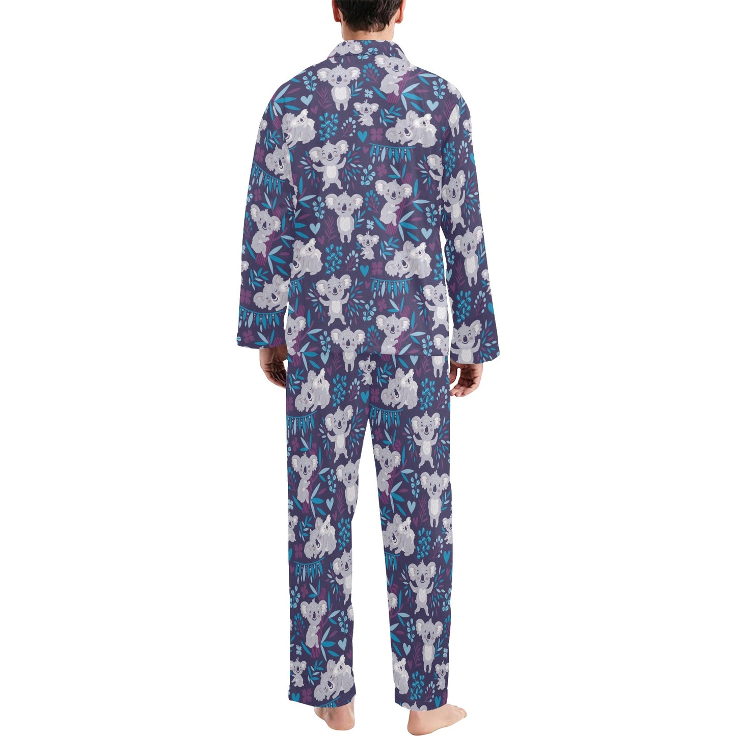 Koala Cute Themed Design Print Men's Long Pajama Set