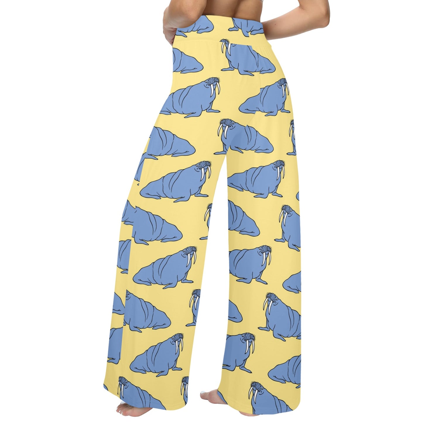 Walrus Pattern Print Design 02 Women's Wide Leg Lounge Pants