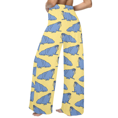 Walrus Pattern Print Design 02 Women's Wide Leg Lounge Pants