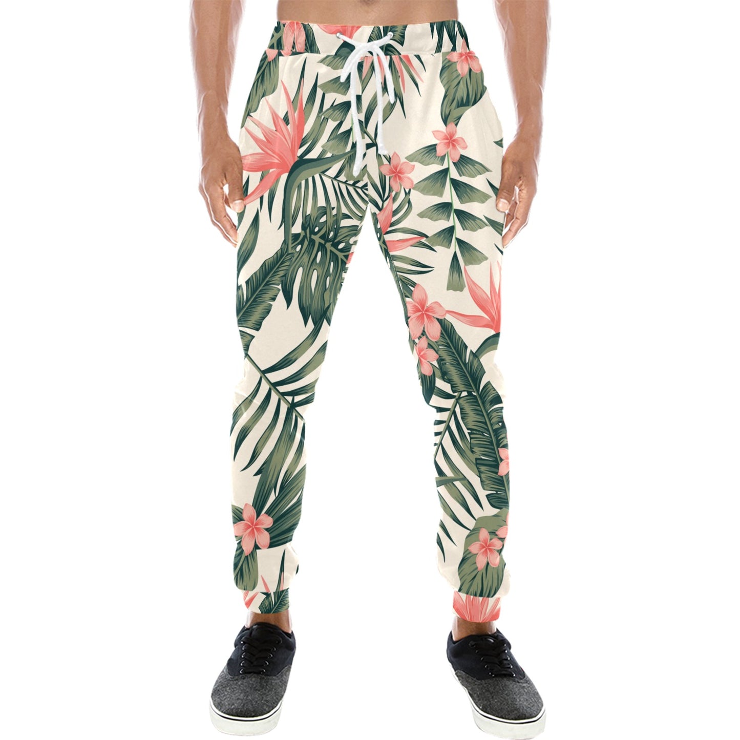 Tropical Flower Palm Leaves Men's Sweatpants