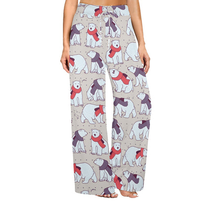 Polar Bear Pattern Print Design PB04 Women's Wide Leg Lounge Pants