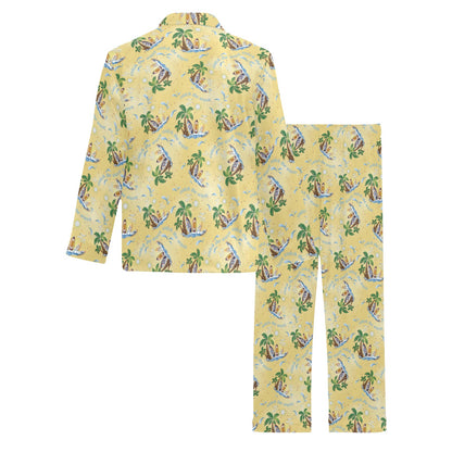 Surf Catch the Wave Design Men's Long Pajama Set