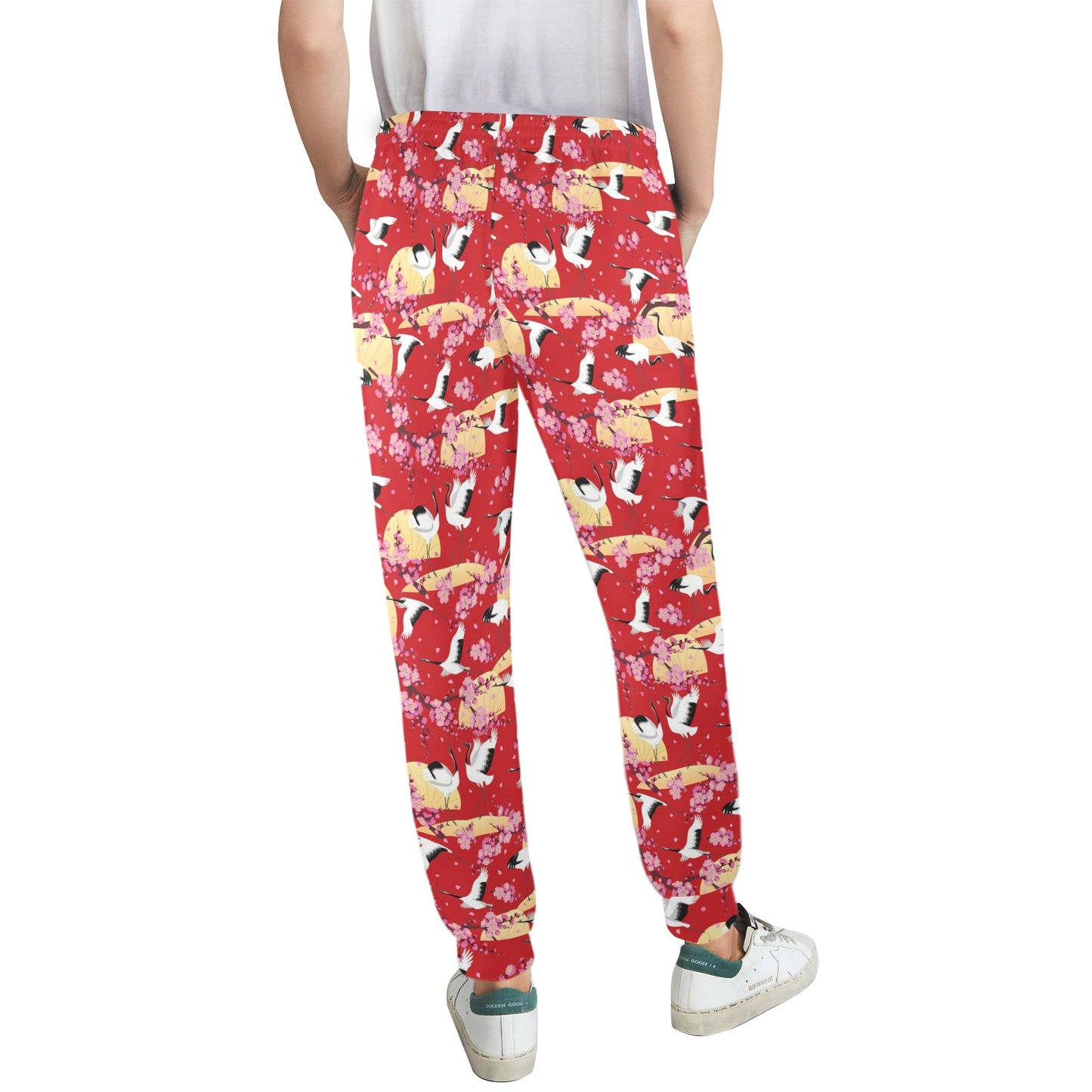 Crane Pattern Print Design 04 Women's Casual Track Pants