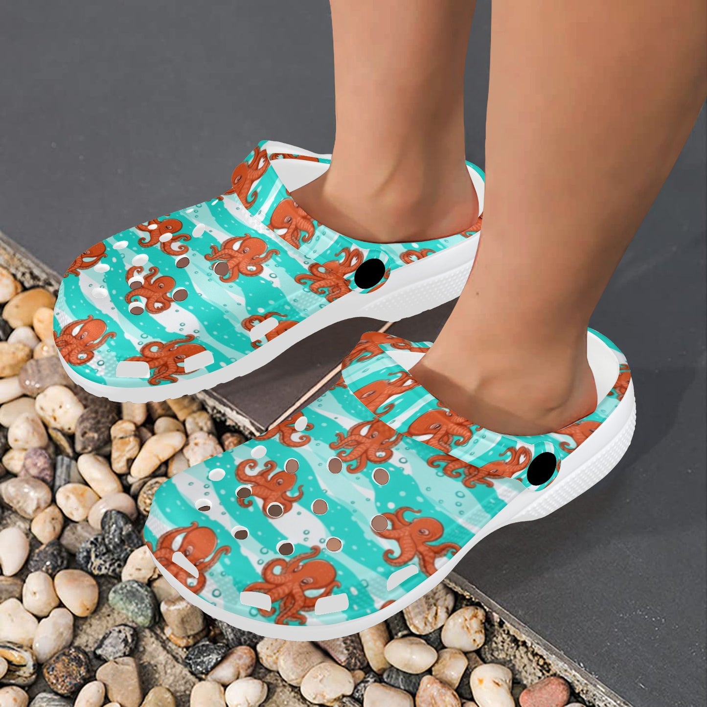 Octopus Cute Design Print Themed Unisex Clogs Shoes