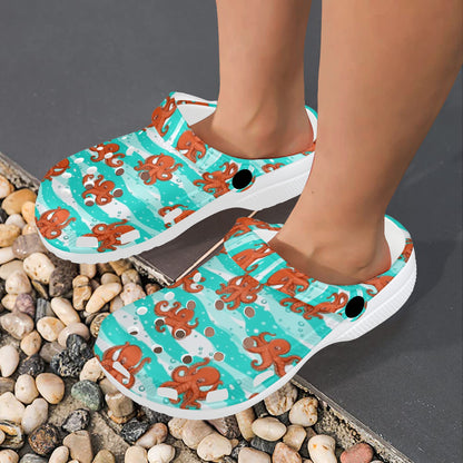 Octopus Cute Design Print Themed Unisex Clogs Shoes