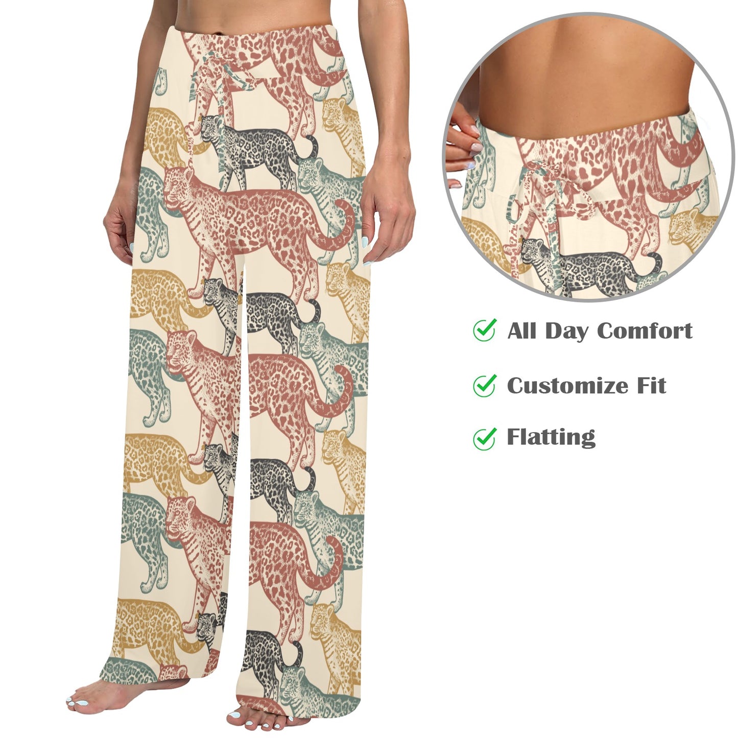 Jaguar Pattern Print Design 01 Women's Wide Leg Lounge Pants