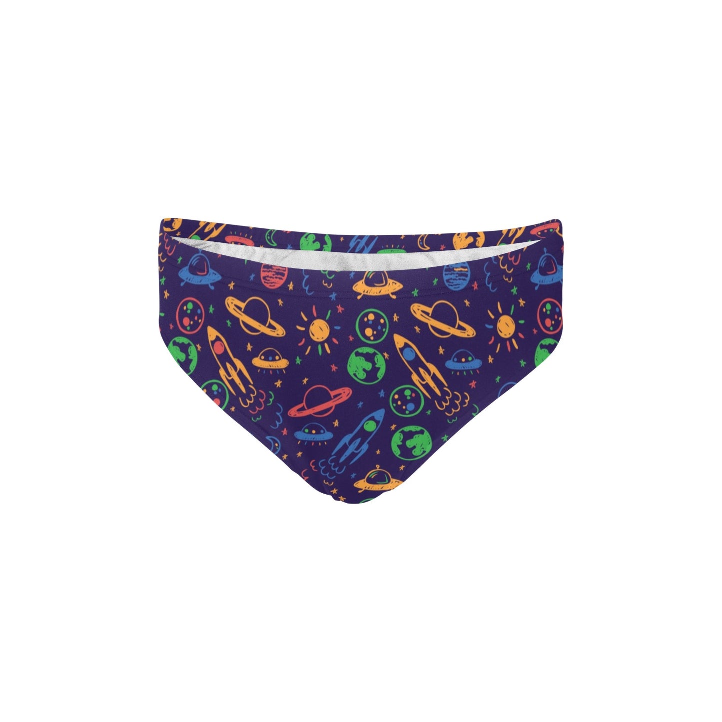 UFO Space Rocket Print Design LKS302 Men's Swimming Briefs