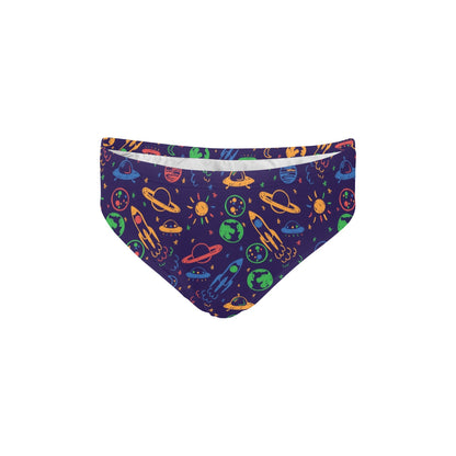 UFO Space Rocket Print Design LKS302 Men's Swimming Briefs
