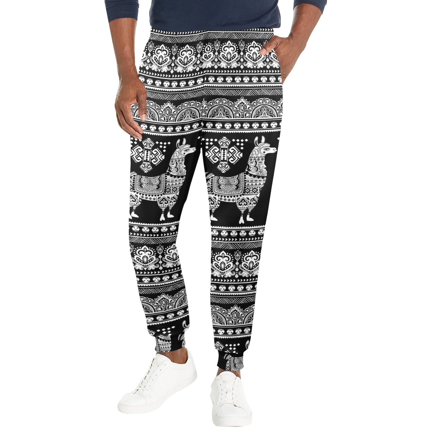 Llama Aztec Style Pattern Print Design 01 Men's Casual Track Pants