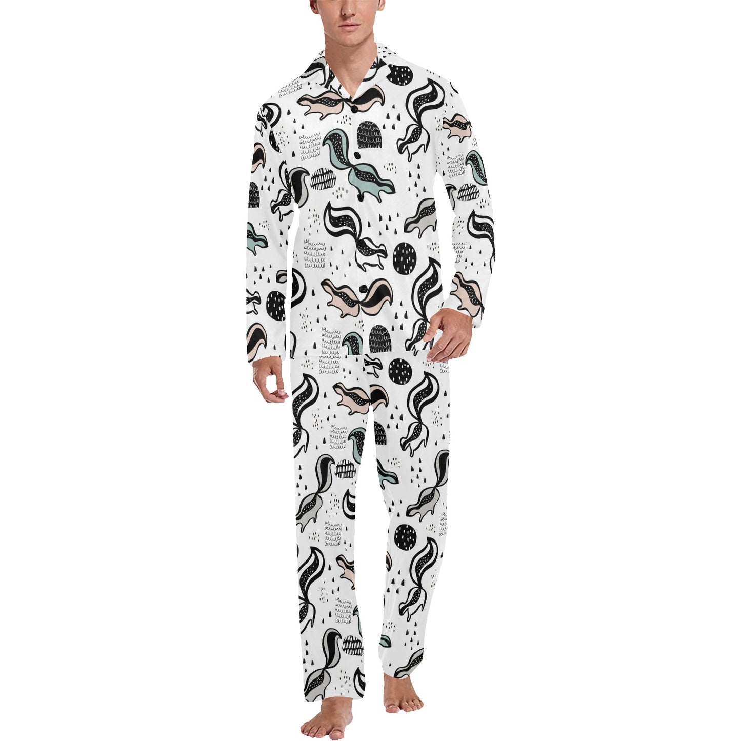 Skunk Print Design LKS303 Men's Long Pajama Set