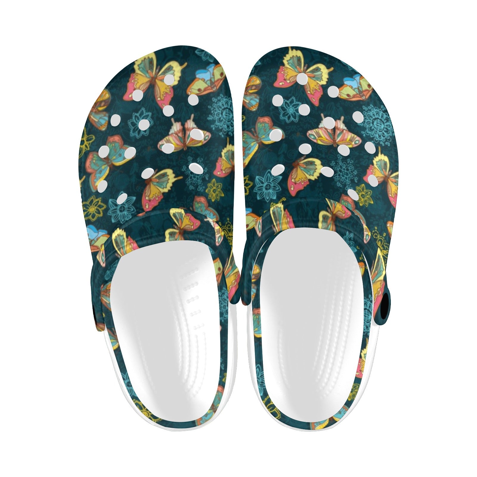 Butterfly Hand Draw Print Pattern Unisex Clogs Shoes