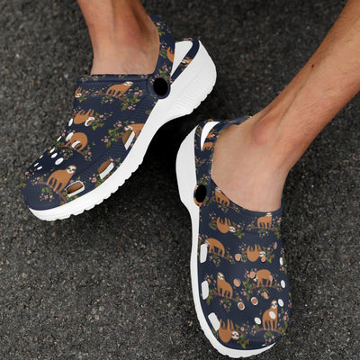 Sloth flower Design Themed Print Unisex Clogs Shoes