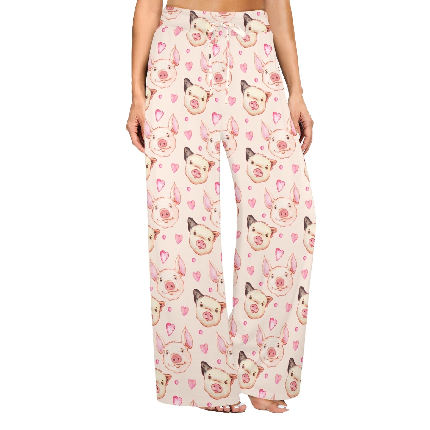 Pig Print Design LKS406 Women's Wide Leg Lounge Pants